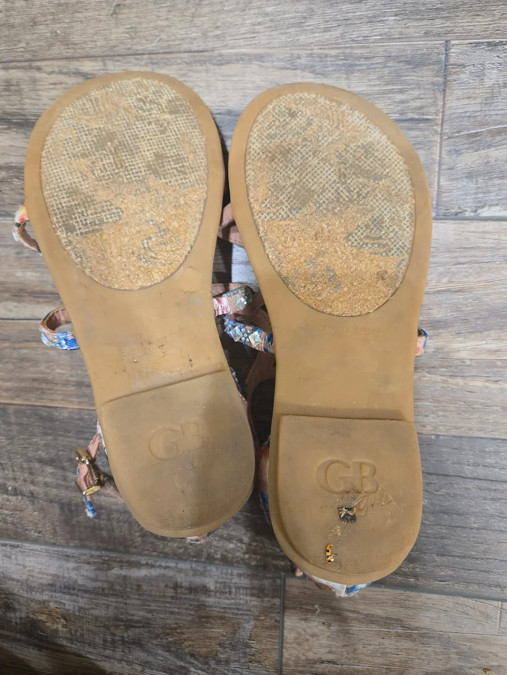 GB Girls Crystal-Embellished Multicolor T-Strap Sandals Size 13